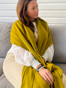 Pashmina Shawl Olive Green- Authentic Chyangra Pashmina Shawl Handcrafted Luxury from Nepal