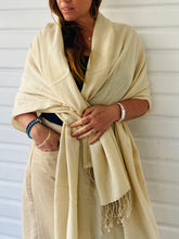 Pashmina Shawl Cream- Authentic Chyangra Pashmina Shawl Handcrafted Luxury from Nepal