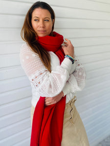 Pashmina Shawl Red - Authentic Chyangra Pashmina Shawl Handcrafted Luxury from Nepal
