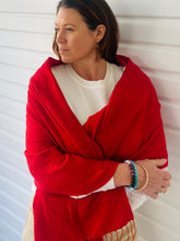 Pure Pashmina Shawl Red - Authentic Chyangra Cashmere Shawl Handcrafted Luxury from Nepal