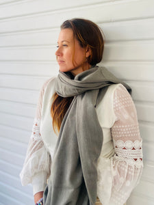 Pashmina Shawl Grey- Authentic Chyangra Pashmina Shawl Handcrafted Luxury from Nepal